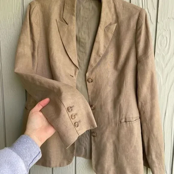 Boden Tan Linen Blazer Effortlessly Stylish and Versatile, Normcore SZ Flex - Picture 7 of 7